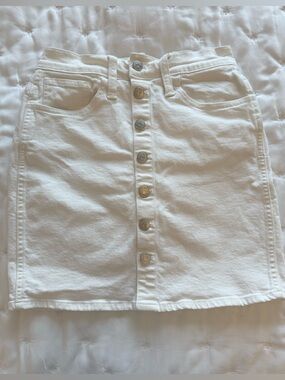Madewell White Denim Button Mini Skirt